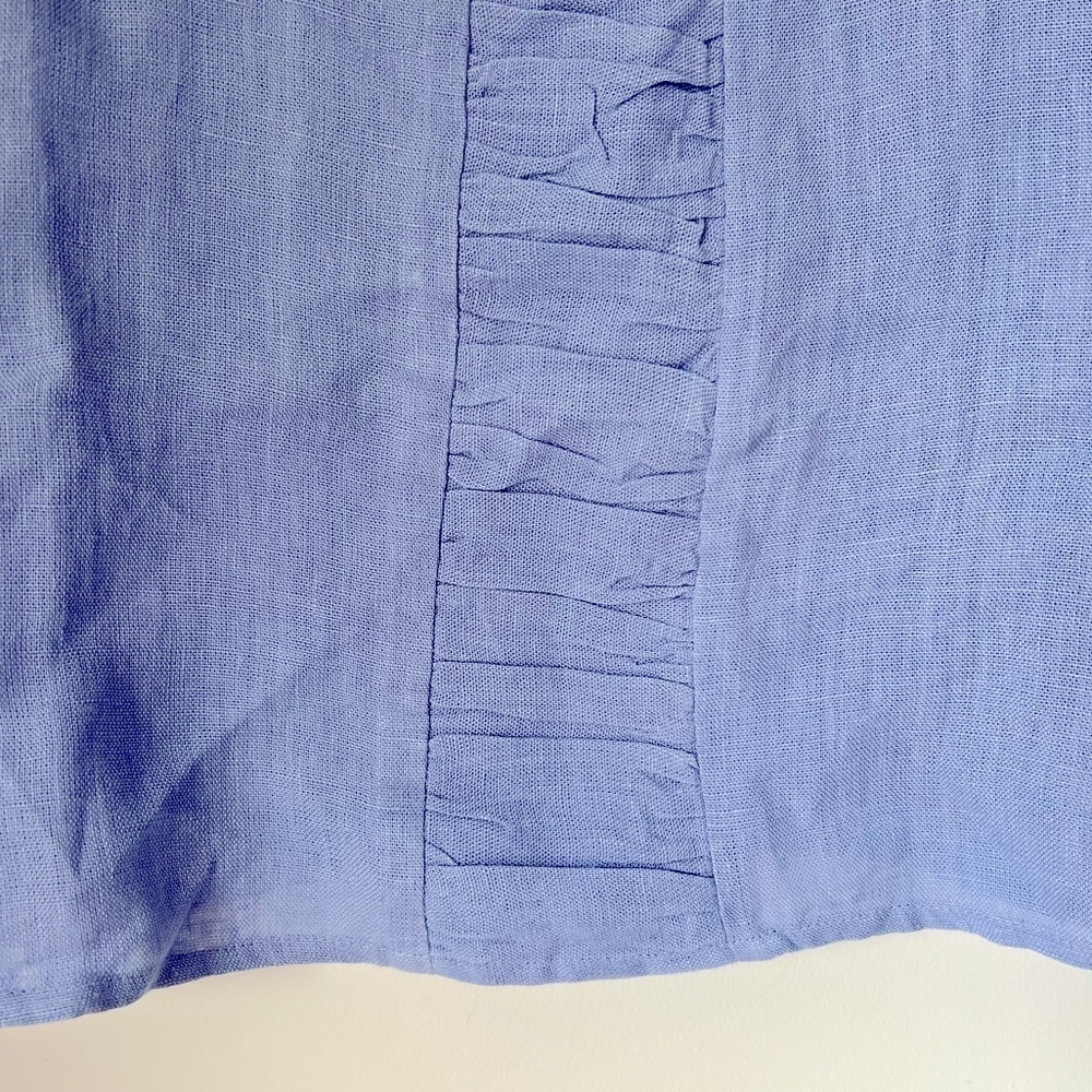 Paper Lace Sleeveless Linen Top Cornflower Blue Minimalist Contemporary Coastal - Picture 8 of 11